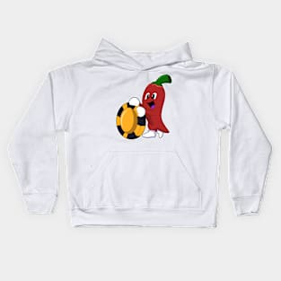 Pepper at Poker with Poker chips Kids Hoodie